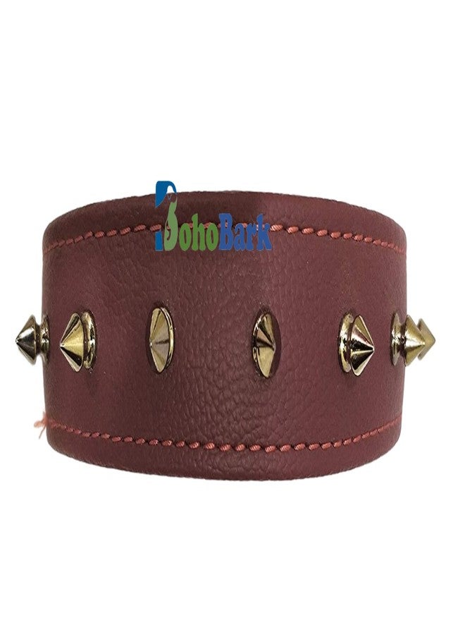 BohoBark Leather Single Spike Pu Dog Collar Belt, Medium, Brown - Image 5